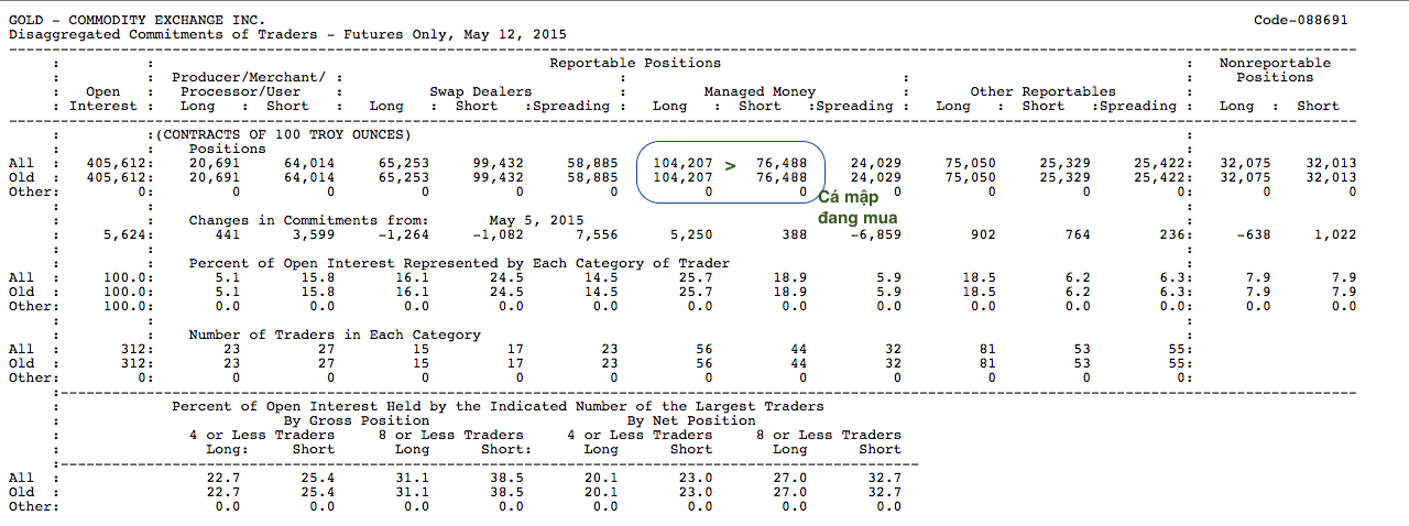 Báo cáo COT gold update 15/5