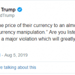 Trump cáo buộc Trung Quốc thao túng tiền tệ