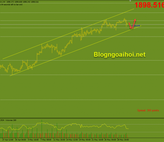Vàng 2/6-Xuôi về vùng hỗ trợ mạnh Vàng 2/6 kênh giá tăng