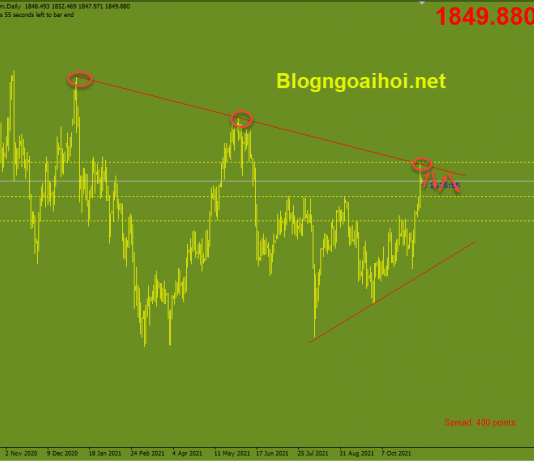 Vàng 11/11- Điều chỉnh giảm sau khi chạm trendline giảm Vàng 11/11-Di chuyển ngang