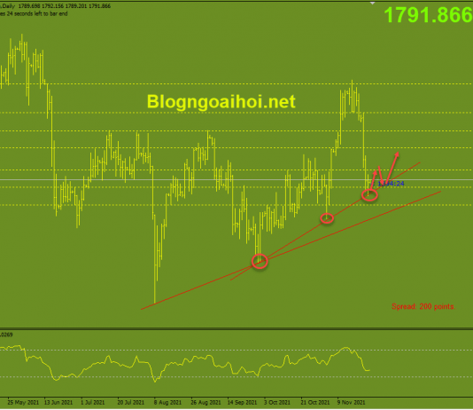 Vàng 25/11-Biến động hẹp ngày lễ tạ ơn Vàng 25/11-trendline hỗ trợ tăng