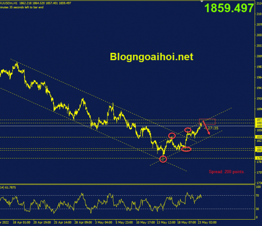 Phân tích Vàng 23/5- Di chuyển trong kênh giá tăng vang-23-5-phien-my-kenh-gia-tang