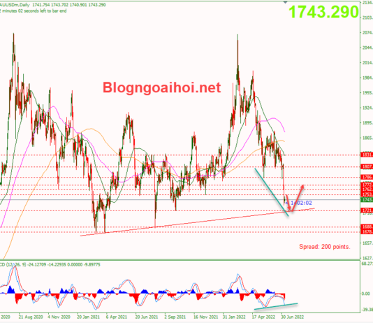Phân tích Vàng 8/7-Tập trung vào bảng lương Nonfarm vang-8-7-giam-ve-trendline-ho-tro