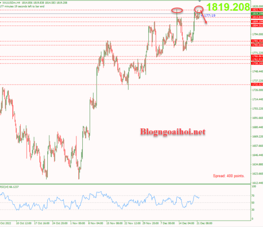 Phân tích Vàng 22/12-Nhiều dữ liệu kinh tế Hoa Kỳ cần chú ý Vàng 22/12-Mô hình 2 đỉnh