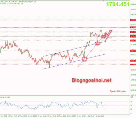 Phân tích Vàng 5/12-Chờ đợi dữ liệu PMI dịch vụ Vàng 5/12-phiên mỹ- hỗ trợ trendline