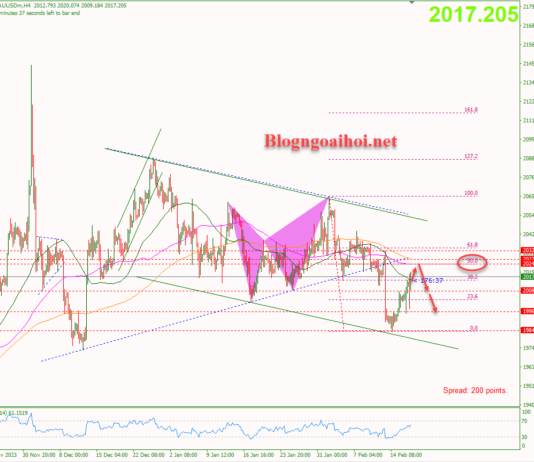 Phân tích Vàng 19/2- Lạm phát cao hơn dự kiến Vàng 19/2-Kháng cự Fib 50%