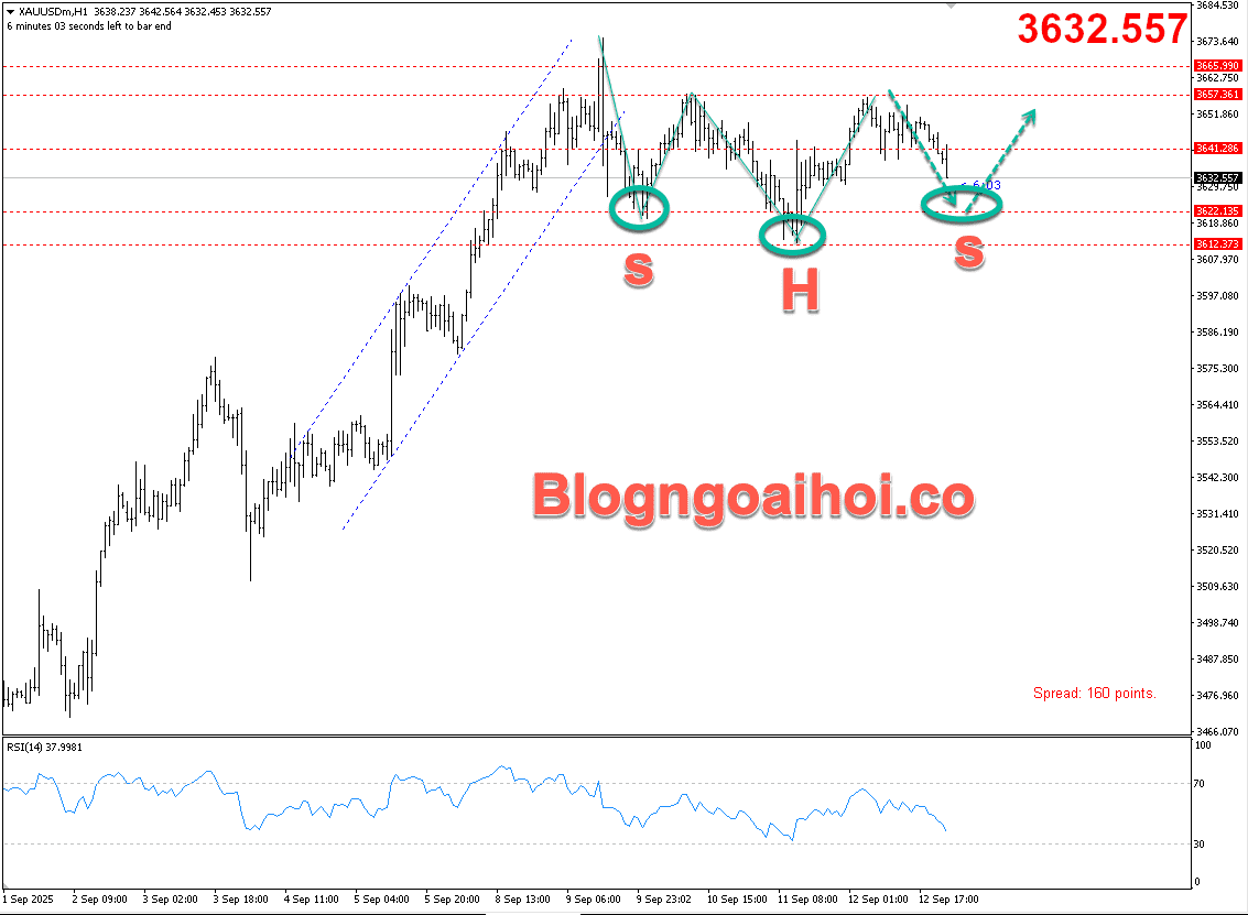 Vàng 15/9- Mô hình vai đầu vai ngược
