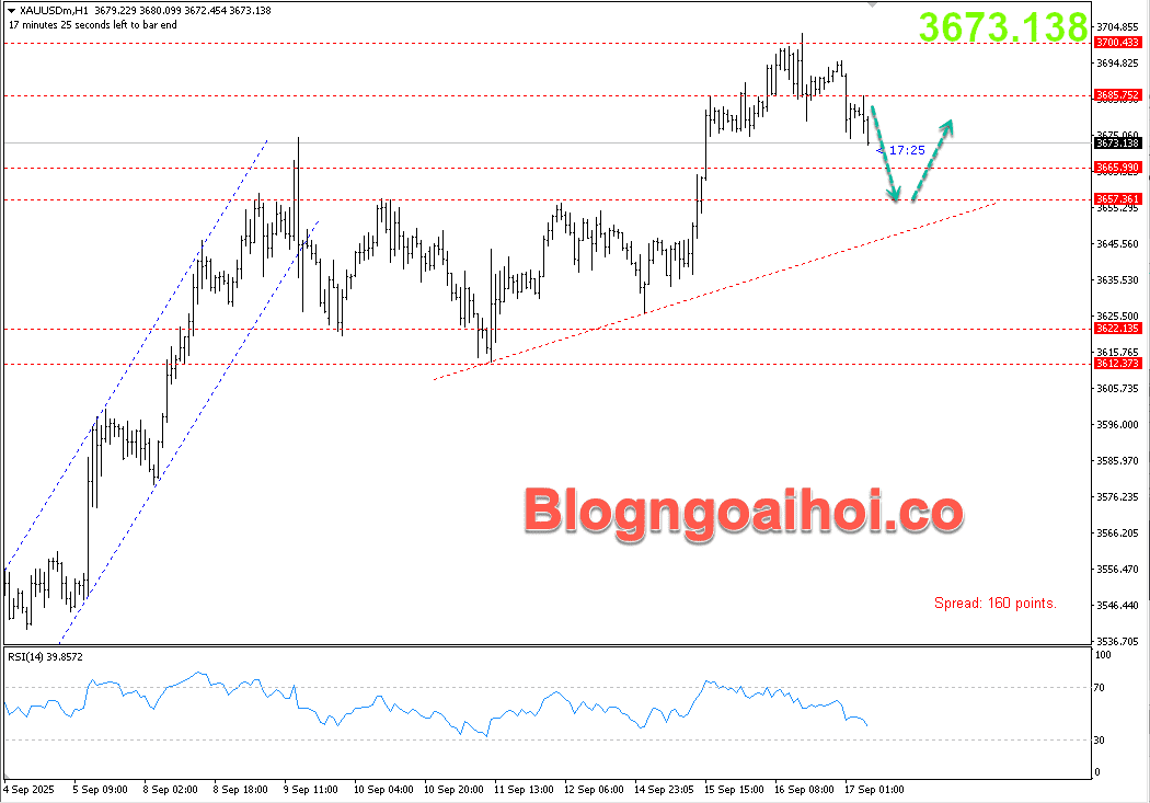 Vàng 17/9- Vàng điều chỉnh giảm