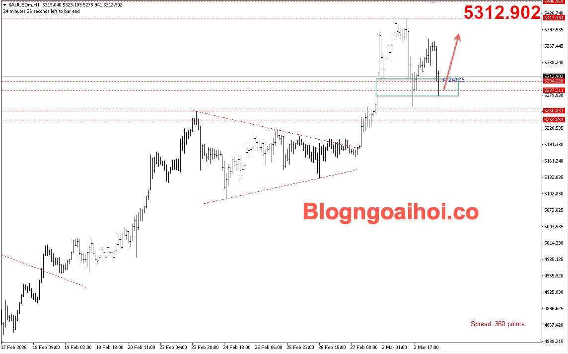 Vàng 3/3- Vàng được hỗ trợ tăng